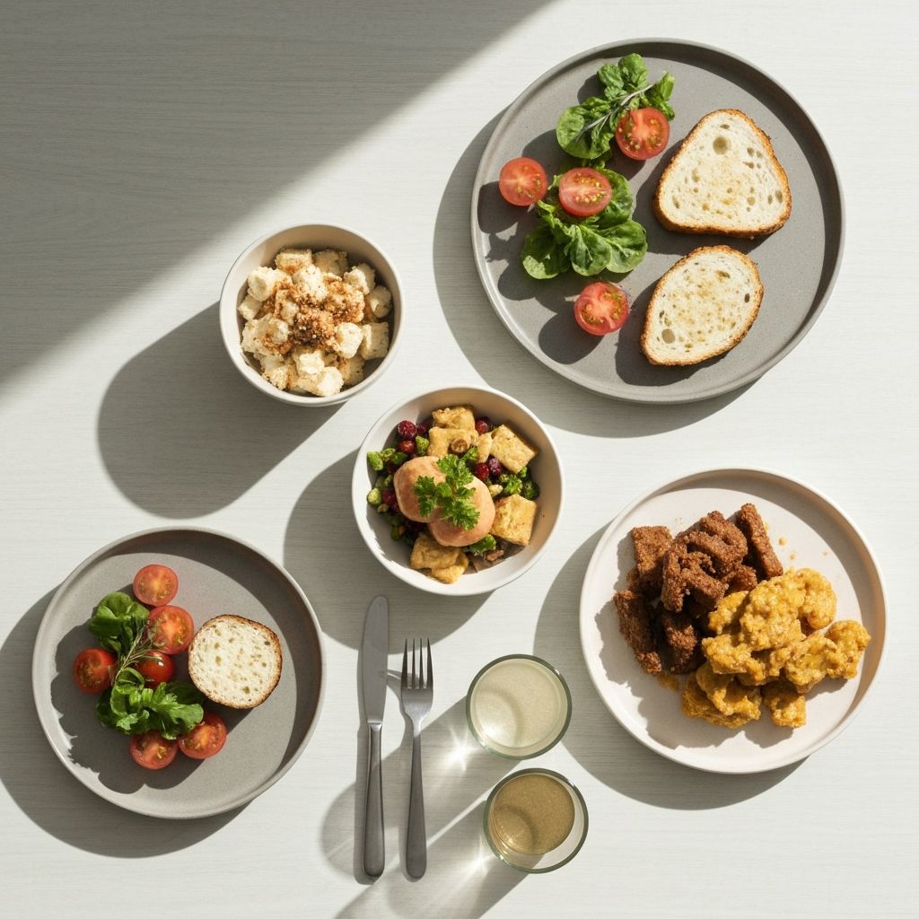 Cină pregătită pe masă luminoasă